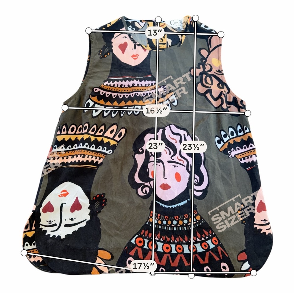 gorman Olive Multicolor Illustrated Faces Sleeveless Tunic - Picture 7 of 11
